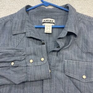 Ariat Retro Fit Western Shirt Mens XL Blue Gray Button Down Long Sleeve